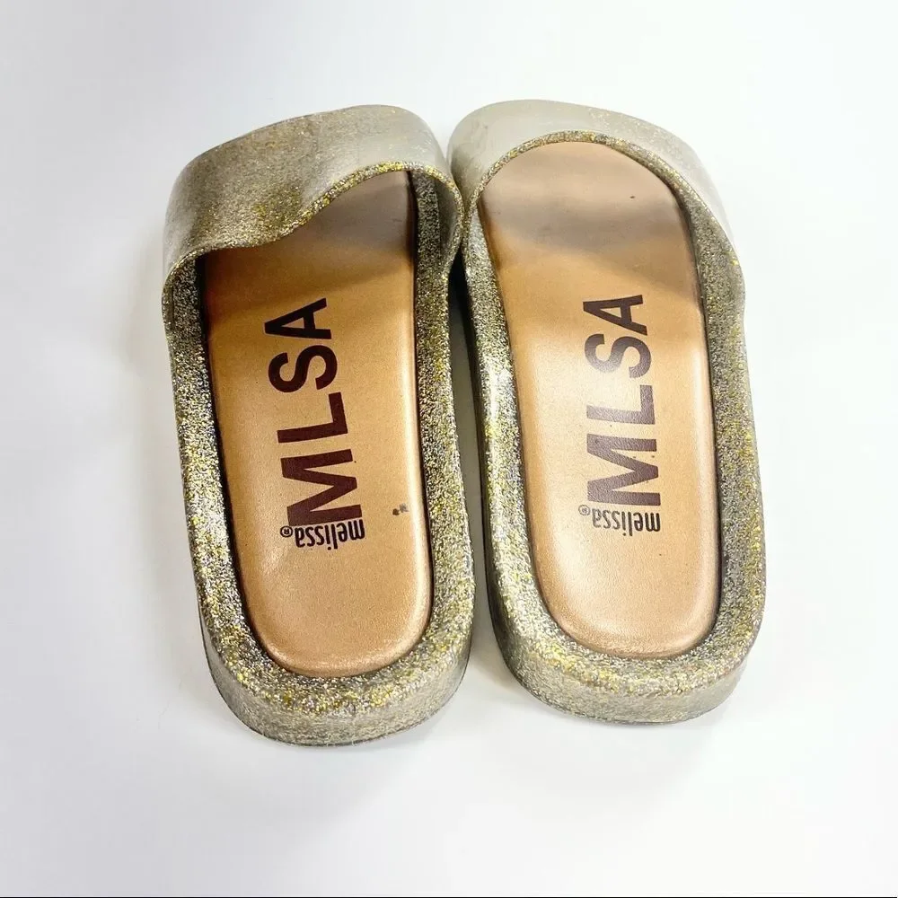 Melissa gold glitter beach slide sandal 8